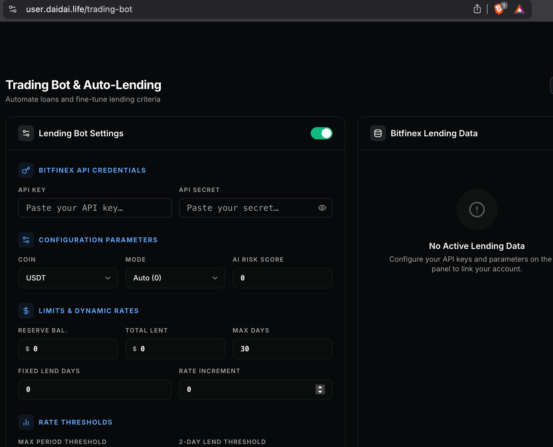 Daidailife Bitfinex Lending Bot